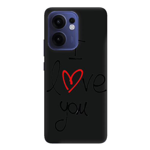 Oppo Reno 13 F i love you Black Colored Silicone TPU Θήκη